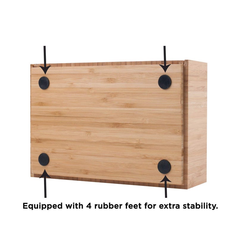 MobileVision Bamboo Telephone Stand with Drawer Stackable Storage Solution for Office Products Pens, Pencils, Scissors, Notepads, Business Cards and More - Image 4